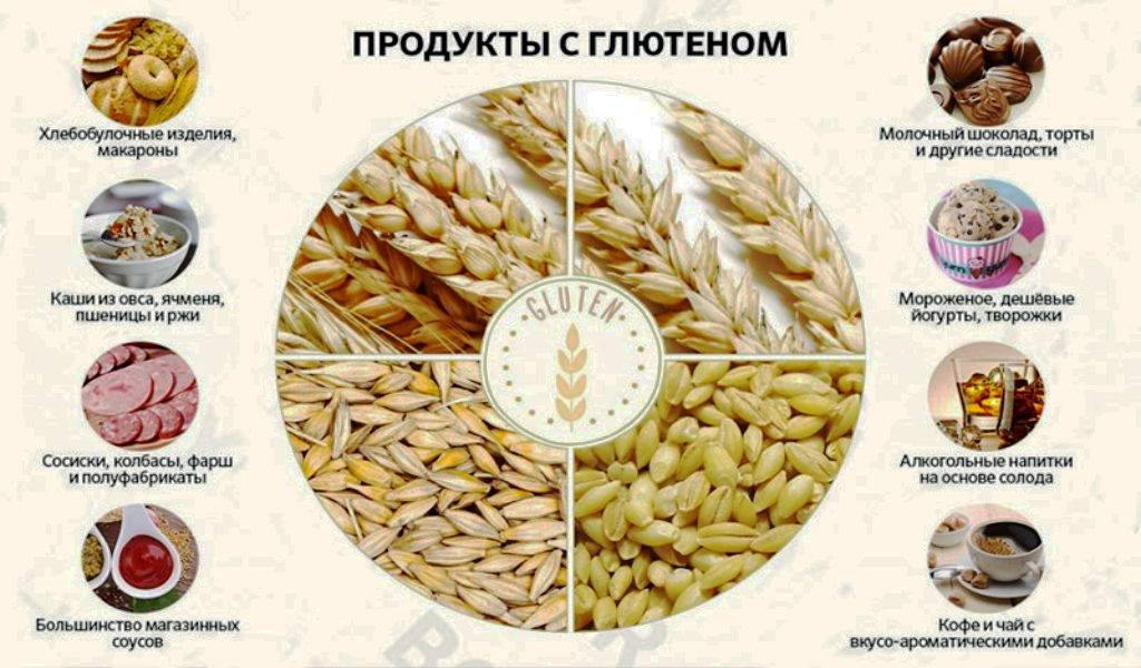 В каких продуктах содержится глютен — полный список продуктов питания, содержащих клейковину