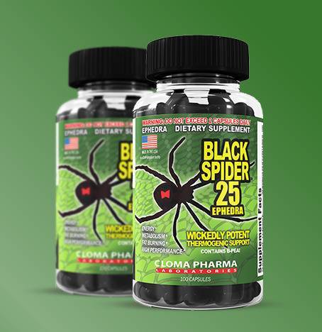 Cloma pharma black spider 25mg ephedra 100 capsules